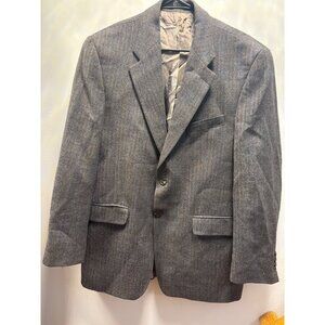 Lauren Ralph Lauren Mens Gray Herringbone Blazer Jacket 2-Button Wool SZ 36